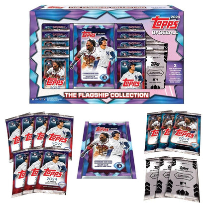 Topps 2024 Series 1 &amp; 2 Baseball The Flagship Collection Trading Card Super Box 13 Pack Plus Oversized Card