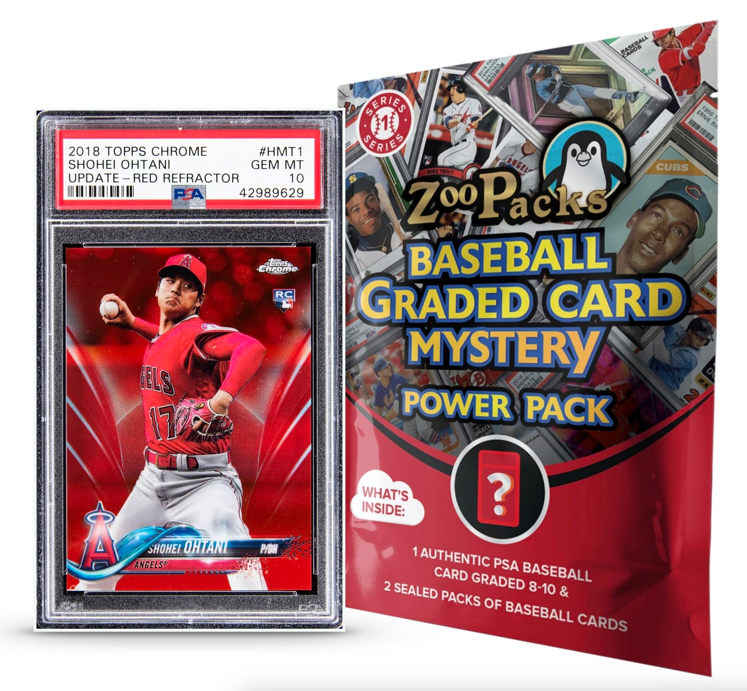 Shohei Ohtani PSA Graded Card Mystery Power Pack - 1 PSA Graded Ohtani Card and 2 Packs of Cards Per Pack - Amazon Exclusive