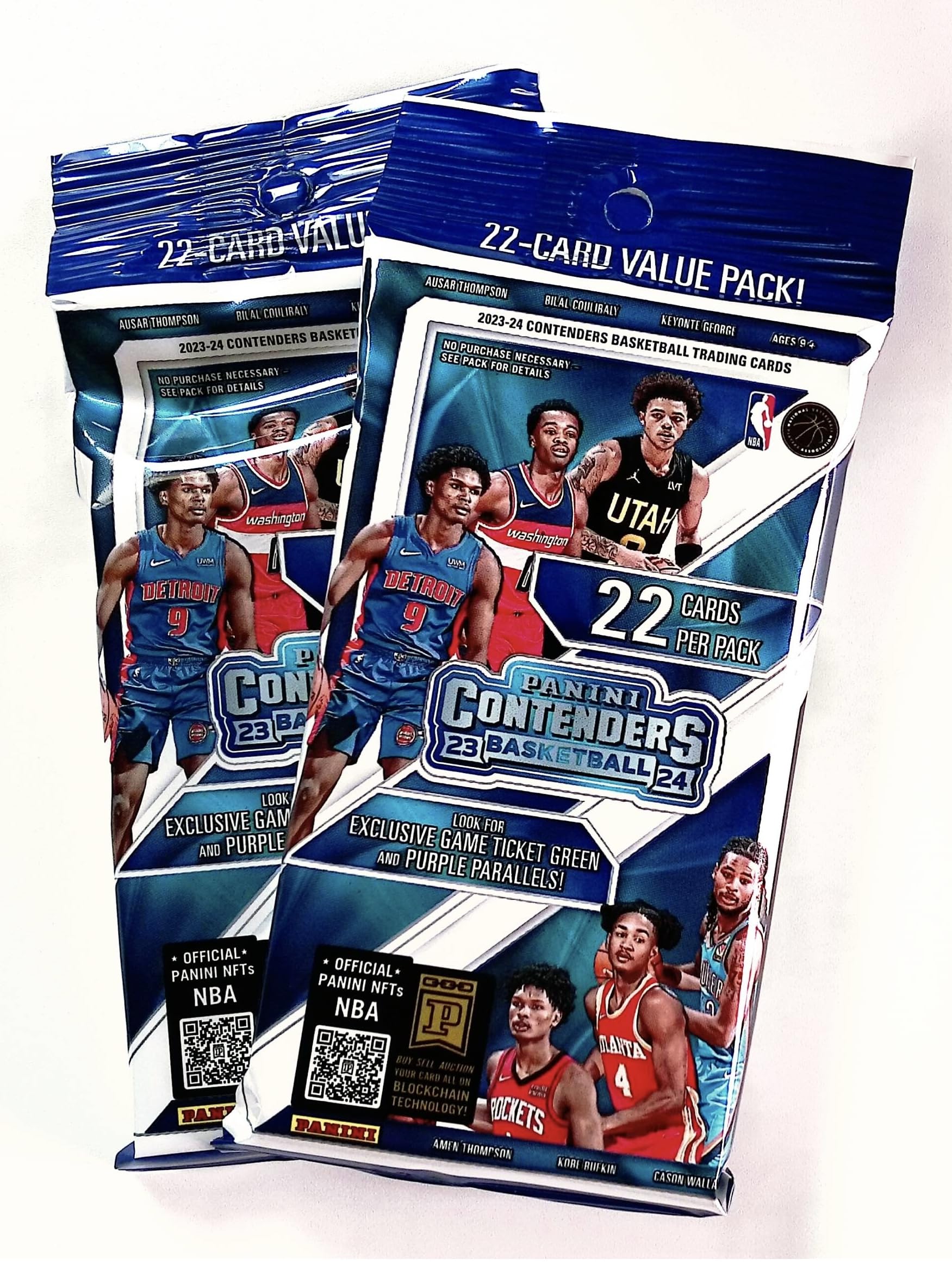 (2) 2023-24 Panini Contenders Basketball 22 Card Jumbo Value Packs - 2 Packs - 44 Basketball Cards